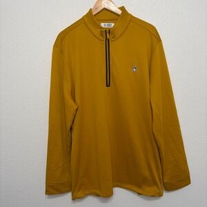 Original Penguin Munsingwear Mens XXL Quarter Zip Pullover Mustard Yellow Gold